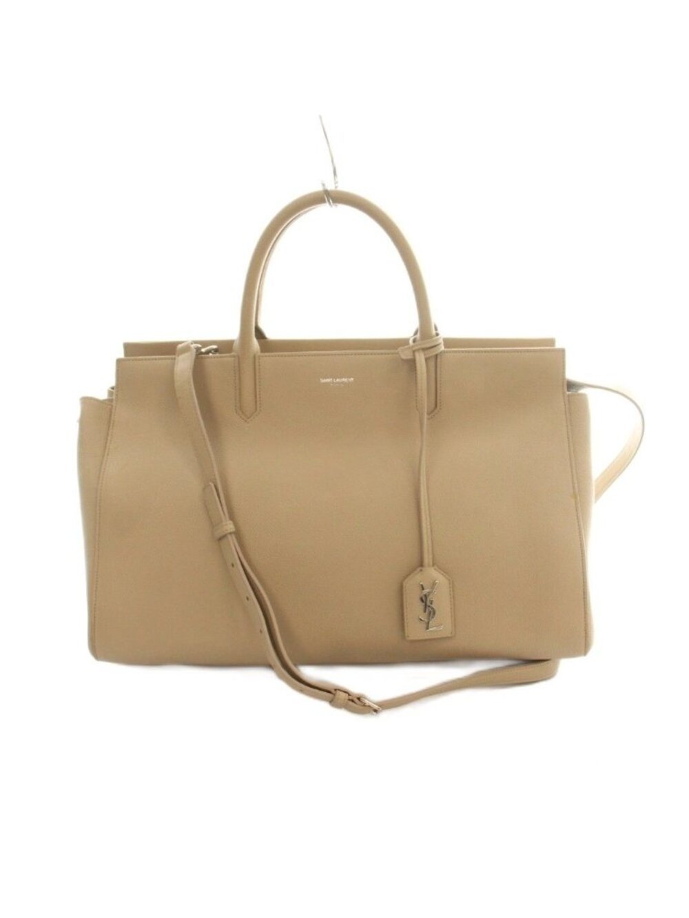 Saint Laurent Paris Cavalive Gauche 2-Way Shoulder Bag Logo Leather Beige